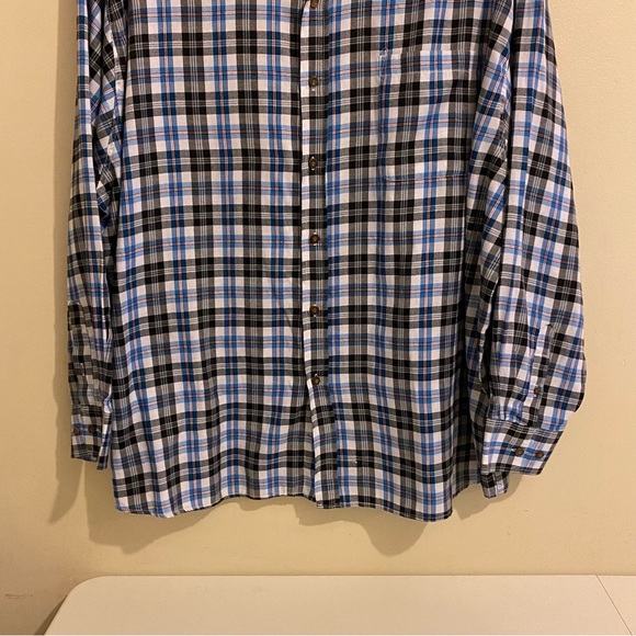 Nob Hill Mens Long Sleeve Shirt 4XL Blue Plaid Front Pocket Button Down - Picture 4 of 8